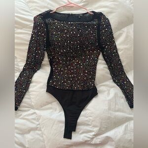 Fashion Nova Colorful Sequins Bodysuit Size Medium